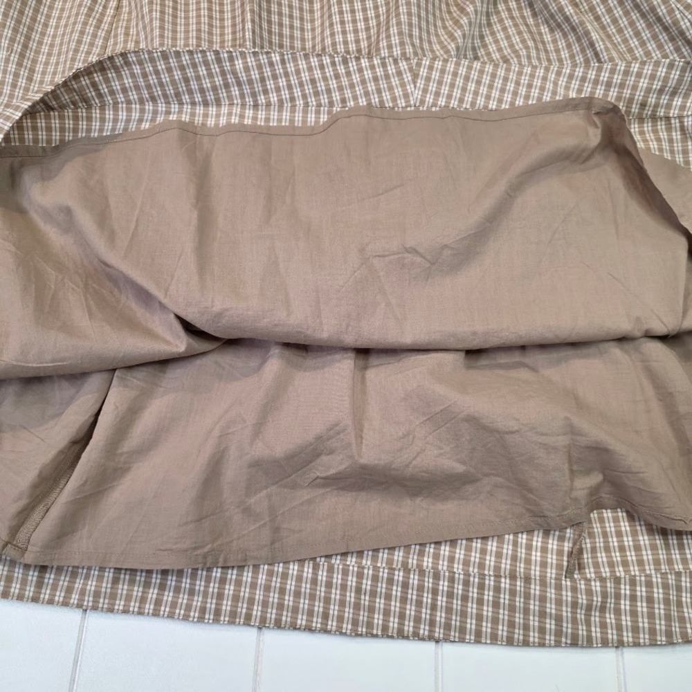Abercrombie & Fitch L Tall Twist Bodice Maxi Dress Tan Plaid Smocked Back V-Neck - Picture 5 of 10